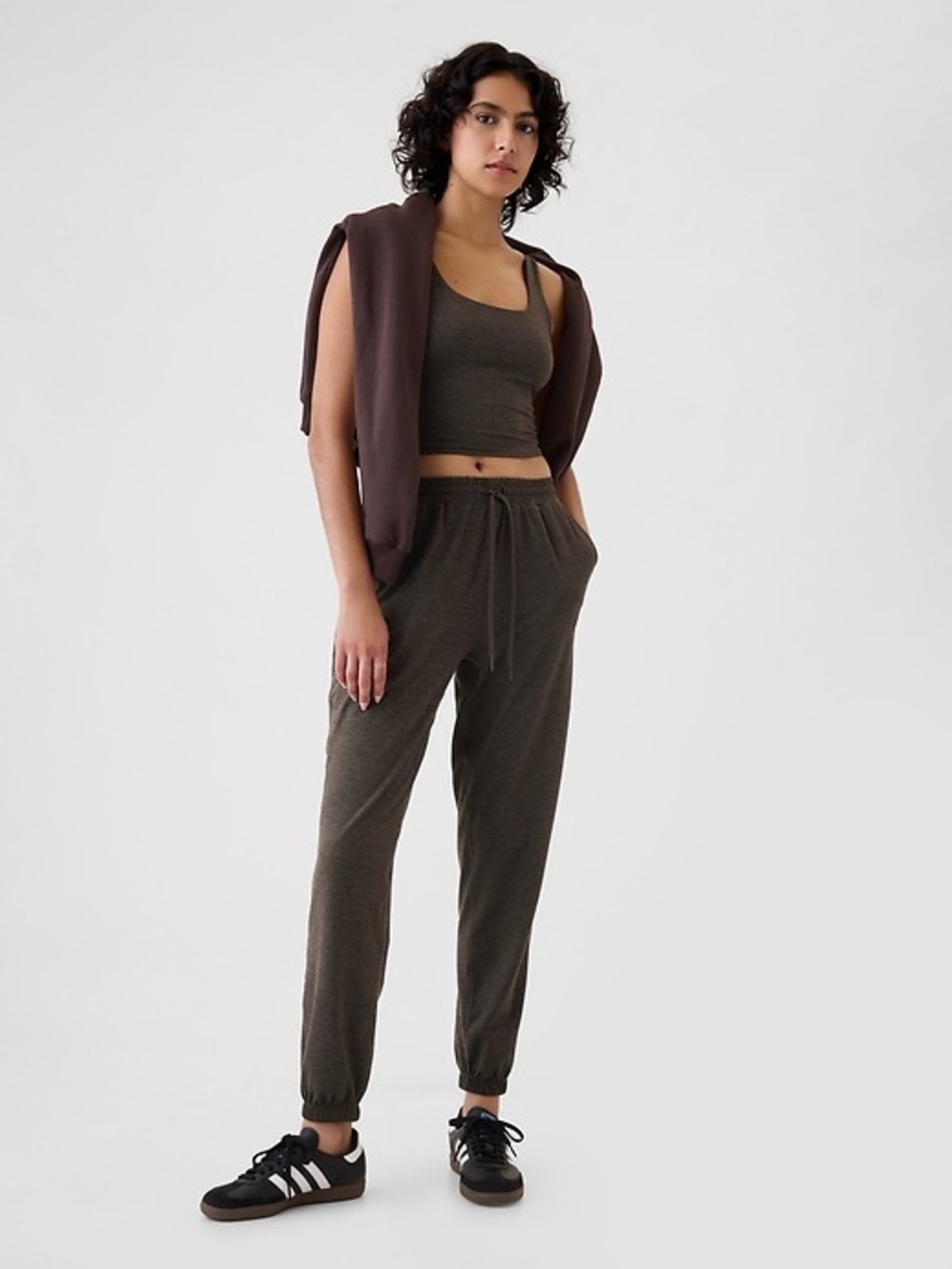 Gap Fit Jogger Pants Brushed Tech Dark Grey Jersey Womens Size Medium